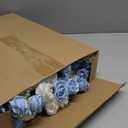 Zeyune 16 Bunches 12 Inch Artificial Mini Rose Bouquet 160 Heads Bridal Flower Bouquets Fake Silk Rose Bulk for Wedding Bridal Shower Christmas Home Office Garden Decoration(White and Blue)