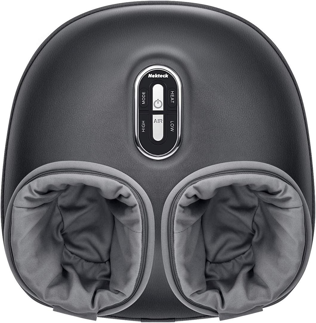 Nekteck Shiatsu Foot Massager with Heat, FSA Eligible Deep Kneading Therapy Air Compression, HSA Feet Massage Improve Blood Circulation Foot Wellness Soothing Pain Relief, Relax for Home Office Use (Gray (Regular))