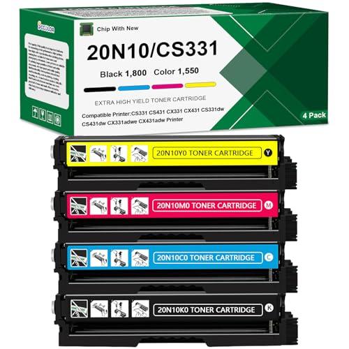 SCCOLOR CS431 CX431 CX331 CS331 Toner Cartridge Extra High Yield Compatible for Lexmark 20N10K0 20N10C0 20N10M0 20N10Y0 Replacement for Lexmark CS331dw CS431dw CX331adwe CX431adw Printer