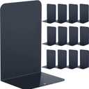 6 Pairs Metal Bookends Book Stopper for Shelves Office Book Holder Library Bookend for Heavy Books Desk Home Bookshelf School (Black) (Dark)