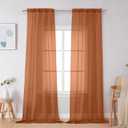 Simplebrand Orange Sheer Curtains 96 Inches Long, Light Filtering Rod Pocket Solid Color Window Sheer Curtain Panels, Elegant Curtains & Drapes for Living Room, Bedroom 2 Panels, 42" W x 96" L