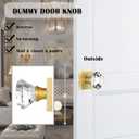 Satin Brass Gold Dummy Door Knob Door Handles, Clear Glass Crystal Inactive Diamond Square Hall and Closet Dummy Door Knobs Interior, 2 Pack