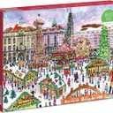 Galison Michael Storrings Christmas Market 1000 Piece Puzzle from Galison - Featuring Beautiful Illustrations of a Festive Snowy Town, 27" x 20", Makes a Wonderful Gift