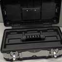 Anyyion 16.5-Inch Tool Box - Portable Lockable Storage, Stainless Steel & Plastic Construction - Removable Tray, Toolbox Organizer Truly Strong and Durable (Black)