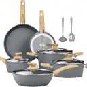 Kitchen Academy Induction Cookware Sets - 12 Piece Gray Cooking Pan Set, Granite Nonstick Pots and Pans Set