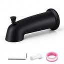 FROPO Slip On Bathtub Spout with Diverter, Extra Long 6 Inch Bathtub Spigot, Shower Spout with PTFE Tape & Hex Wrench, Fits for 1/2" IPS Threads,Matte Black