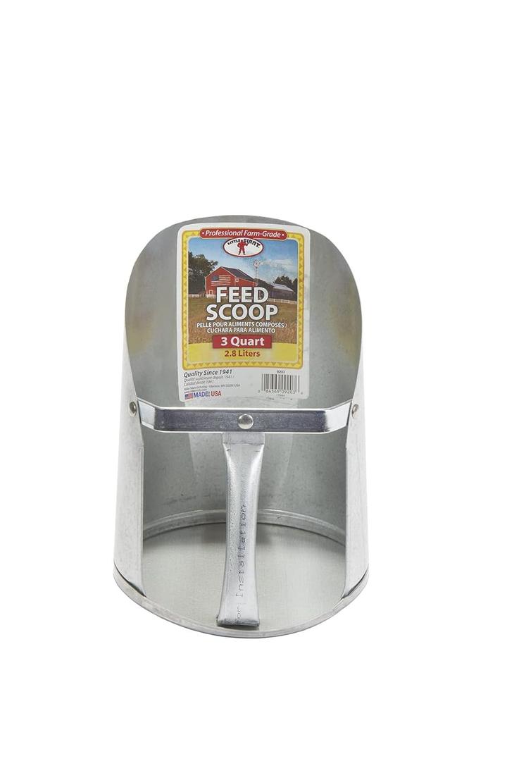 Little Giant Galvanized Feed Scoop for Livestock | Heavy Duty Stackable Feed Scoop with Enclosed Handle (3 Quart, 1, Count)