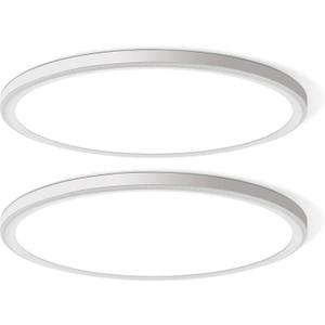 WKONCLDY Two Pack 4700lm LED Flush Mount Ceiling Light, Super Slim 16 inch 5000K LED Ceiling Light for Bedroom, Living Room, Dining Room (White)