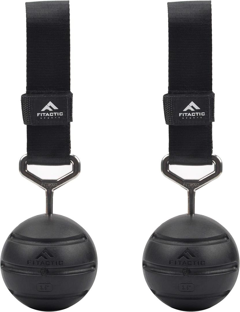Rock Climbing Solid Training Cannonball Bomb Power Pull Up Ball Hold Grips for Straps for Finger, Forearm, Biceps, Back Muscles (Black (Groove 3.5"))