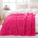 Puncuntex Hot Pink Throw Blanket 60"80" inches Fuzzy 3D Jacquard Decorative Flannel Fleece Super Soft Plush Cozy Blanket for Couch Sofa Chair Lightweight
