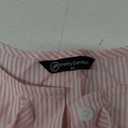 PRETTYGARDEN Women's Tie Front Striped Shirt 2025 Summer Trendy Fashion Cute Babydoll Tops Peplum Puffy Sleeve Blouse (X-Large, Pink)