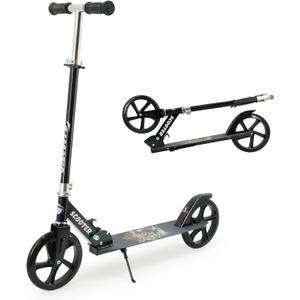 Scooter for Kids Ages 6+, Teens & Adults, Max Load 240 LBS, Foldable Kick Scooter with 8-inch Big Wheels, Kickstand, 3 Adjustable Levels, Rear Brake, (black)