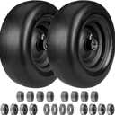 11x4.00-5 Lawn Mower Tires Flat Free, Solid Smooth Tires and Wheels with 3/4" & 5/8" & 1/2" Ball Bearings, 3.4"-7.4" Centered Hub Lawn Mower Front Tires, for Zero-Turn Lawn Mowers, 2 Pack, Black