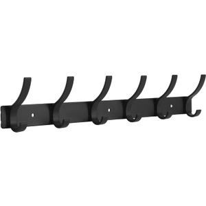 Coat Rack Wall Mount, Coat Hook Wall Mount, Wall Hooks for Hanging, Hat Rack for Walls, Coats Hanger with 12 Hook, Towel Hooks for Bathrooms (1 Pack, Black) Coat Rack Wall Mount, Coat Hook Wall Mount, Wall Hooks for Hanging, Hat Rack for Walls, Coats Hanger with 12 Hook, Towel Hooks for Bathrooms (1 Pack, Black)