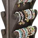 Design Two-Sided Rotating Wooden Jewelry Bracelet Display Stand-6 Removable Holders, 3 Tier Bar Bangle Organizer-Perfect for Bracelets and Jewelry Display