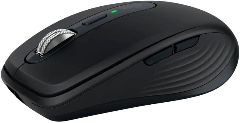 Logitech MX Anywhere 3S Compact Wireless Mouse, Fast Scrolling, 8K DPI Any-Surface Tracking, Quiet Clicks, Programmable Buttons, USB C, Bluetooth, Windows PC, Linux, Chrome, Mac - Black