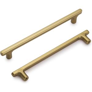 Lardmon 3 Pack Champagne Bronze Modern Cabinet Pulls 7.6 Inch(195mm) Total Length | 6.3 Inch(160mm) Hole Center Bar Pulls Kitchen Cabinet Handles Solid Drawer Pulls Heavy Duty Kitchen Hardware