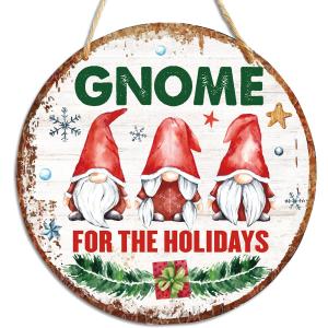 Merry Christmas Indoor Door Wall Hanging Decor,Gnome For The Holidays Hanging Plaque Sign For Xmas Front Door Indoor Porch Wall Decorations