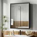 24“ x 30” Black Medicine Cabinets for Bathroom with Mirror, Aluminum Alloy Framed Mirror,Metal Bathroom Vanity Mirror with Storage Cabinet