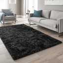 Ophanie Upgrade Rugs Fluffy Shaggy Soft Area Rug Non-Slip Indoor Floor Carpet 5x7 Ft Charcoal