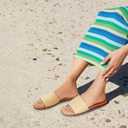 Tscoyuki Slides Sandals for Women Basic Slip On Flat Sandals Open Toe Comfort Beach Sandals Slippers for Casual Dressy Summer (Black)