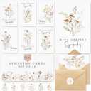 24 Pcs Bulk Sympathy Cards with Envelopes, Condolence Cards with 6 Designs | Quality Materials with Thoughtful Messages Inside| 6 Watercolor-style Designs Evoke an Elegant and Poetic Ambiance