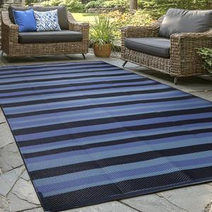wikiwiki Outdoor Rug, 4x6ft Waterproof Reversible Mat Indoor Outdoor Rugs Carpet, Small Area Rug Plastic Straw Rug for Patio Deck Balcony Pool RV Camping Beach Picnic, Black & Blue, Rugscape Series (6' x 4' (Rectangular))
