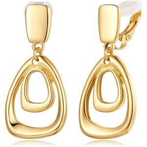 Gold Silver Clip On Dangle Earrings for Women Fashion Jewelry