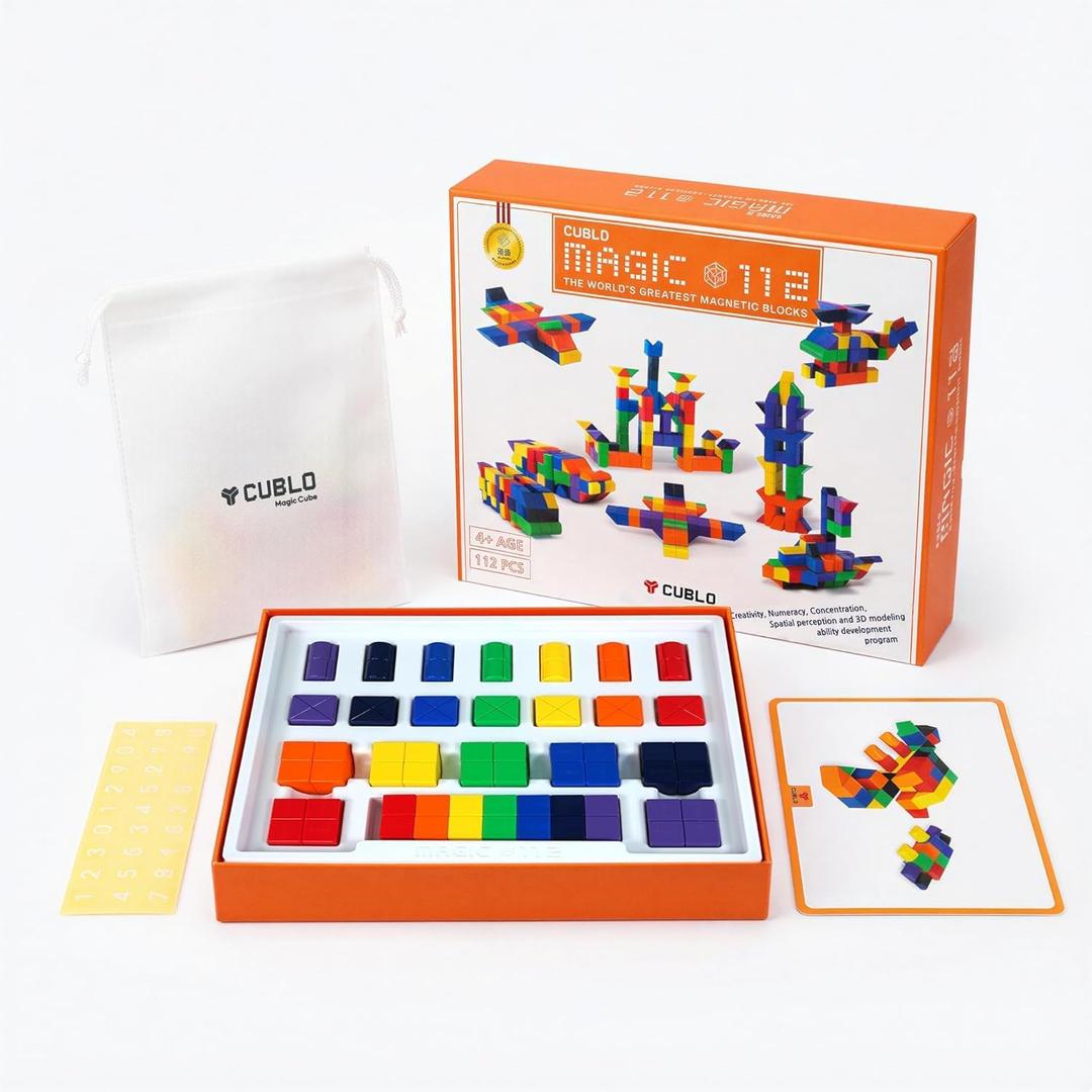Magic Cube MAGIC112, 112pcs of Magnetic Cube Blocks, Colorful Magnet Cubes for Creativity & Brain Development