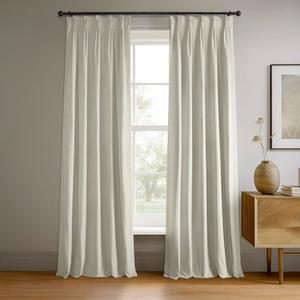 HPD Half Price Drapes Velvet Blackout Curtains/Drapes - 96 Inches Long 1 Panel Blackout Curtain Signature Pleated for Living Room & Bedroom - 25W X 96L, Off White