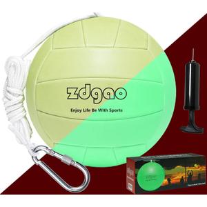 Portable Tetherball-Glow in The Dark Replacement Tether Ball with Carabiner, Ball Pump with Needle for Kids and Adults Outdoors Backyard Game