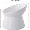 White Small Ceramic Raised Cat Bowls, Tilted Elevated Food or Water Bowls, Stress Free, Backflow Prevention, Dishwasher and Microwave Safe, Lead & Cadmium Free