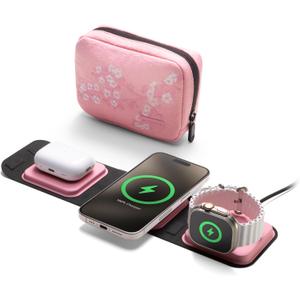 Mophie 3-in-1 Travel Charger with MagSafe - Portable Wireless Charging Hub, Compatible w/iPhone 17/16/15/14/13/12 Series, Apple Watch Series 11 to 1 & Ultra, AirPods Pro/3rd Gen, Cherry Blossom Pink Mophie 3-in-1 Travel Charger with MagSafe - Portable Wireless Charging Hub, Compatible w/iPhone 17/16/15/14/13/12 Series, Apple Watch Series 11 to 1 & Ultra, AirPods Pro/3rd Gen, Cherry Blossom Pink