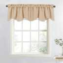 NICETOWN Thermal Room Darkening Valance - Short Curtain 52 inches by 18 inches Scalloped Valance for Living Room, Kids Room, Dorm, Nursery, Kitchen, Bow Window (Biscotti Beige, Single Panel)