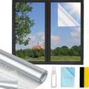 Window Privacy Film One Way, Reflective Mirror Window Film Daytime Privacy, UV Sun Blocking Heat Control Static Cling, Window Tint for Home Office - 29.5 Inch X 6.5 Feet