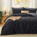 Bedsure Queen Comforter Set, Black Grey Soft Prewashed Bedding for All Seasons, 3 Pieces GentleSoft Bed Set, 1 Lightweight Comforter (90"x90") and 2 Pillowcases (20"x26")