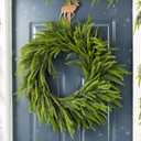 Glitzhome 28 Inch Christmas Norfolk Pine Wreath for Front Door, Real Touch Artificial Greenery Wreath for Windows, Walls, Porches Indoor and Outdoor Home Decoration