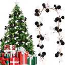 Jenaai 6 Ft Christmas Ball Garland Ornaments Black White Balls Bauble Garland, Shatterproof Xmas Tree Hanging Decoration for Mantel Indoor Outdoor Home Stair Holiday Party Decor
