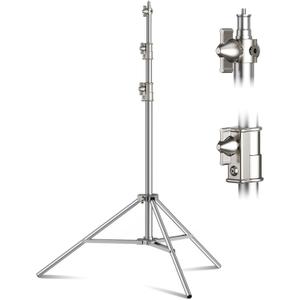 9.2 FT Stainless Steel Photography Stand, Heavy Duty Tripod With 1/4" to 3/8" Screw Adapter for Strobe, LED Video Light, Ring Light, Monolight, Softbox
