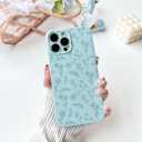 NITITOP Compatible with iPhone 14 Pro Case Cute for Women Girl Vintage Flower Floral Leaves Pattern Trendy Slim Fit TPU Silicone Shockproof Girly Fashion Protective Phone - Blue