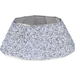 Blissun Christmas Tree Collar, Sequin Christmas Tree Skirt, Foldable Christmas Tree Ring, Xmas Tree Stand Base Cover for Christmas Tree Decoration (Silver, Round)