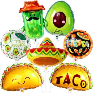 KatchOn, 7Pcs Big Mexican Fiesta Balloons | Fiesta Party Decorations | Mexican Balloon for Mexican Themed Party Decoration | Fiesta Party Ballons, Taco Birthday Party Decor | Taco Balloons for Party