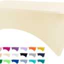 Table Covers for 8 Foot Tables, Ivory Washable and Wrinkle Resistant Stretch Tablecloths Rectangle 8ft for Events, Wedding, Banquets, Parties (96" x 30" (Rectangular))