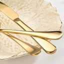 60 Piece Gold Silverware Set for 20, 18/0 Stainless Steel Heavy Forks Spoons and Knives Set, Mirror Finish Gold Flatware, Dishwasher Safe for Family Picnics Daily Gatherings