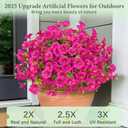 MARTINE MALL 12 Bundles Look Real Artificial Flowers for Outdoors, Realistic Fake Outdoor Flowers, UV Resistant Silk Petunia Flowers for Outside Faux Flowers Plants for Outdoor Porch, Fuchsia