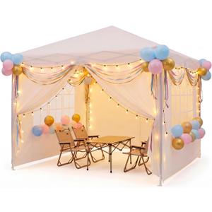 10x10 ft Party Tent, Heavy Duty Pop Up Commercial Canopy with 4 Removable Sidewalls, Waterproof Outdoor Wedding Event Shelter for Patio Backyard Gathering, White