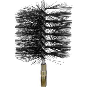RattanView 4 Inch Double Spiral Flue Brush Round Chimney Cleaning Brush with 1/4" Npt Fitting for Chimneys Stove Pipes Cleaning Accessories