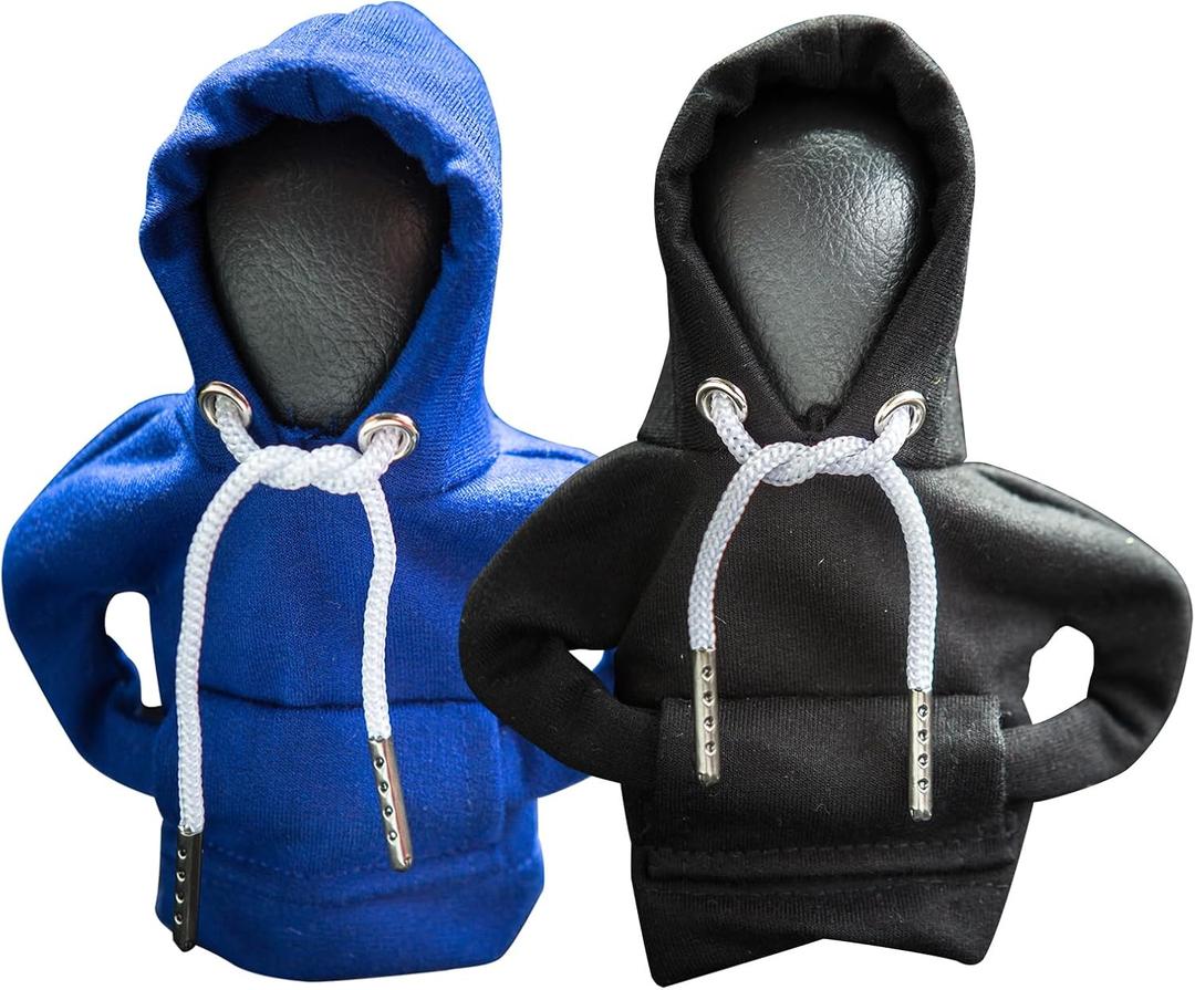 2Pcs Car Shift Knob Hoodie,Gear Shift Hoodie,Funny Sweater Hoodie for Gearshift,Automotive Interior AccessoriesBlue and Black