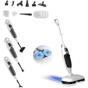 Steam Mop with 13 Accessories,Steam Cleaner Home Use,Floor Scrubber spin mop for Hard Wood Floors,tile Scrub Steamer Deep Cleaning,Carpet, 4 Washable Mop Pads,Heat-Up