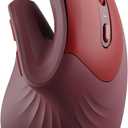 seenda Ergonomic Vertical Mouse with Jiggler - Bluetooth + 2.4G USB Multi Device, Wireless Ergo Mice, Jiggler Mouse Mover for Laptop/PC/Notebook, Computer Mice for Windows, Mac OS (Wine Red)